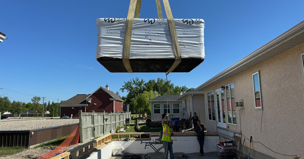 swim spa delivery crane
