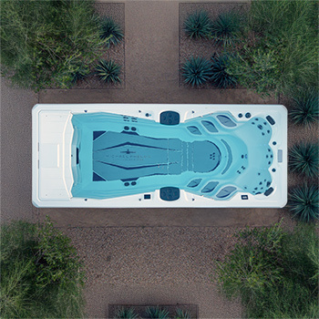 Drone view of a swim spa.