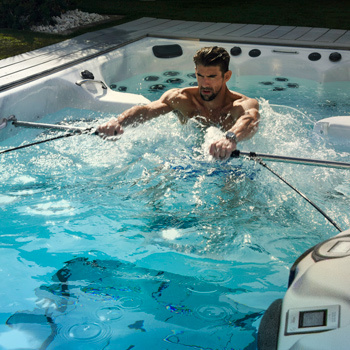 Woman exercising with the H2Xercise kit.