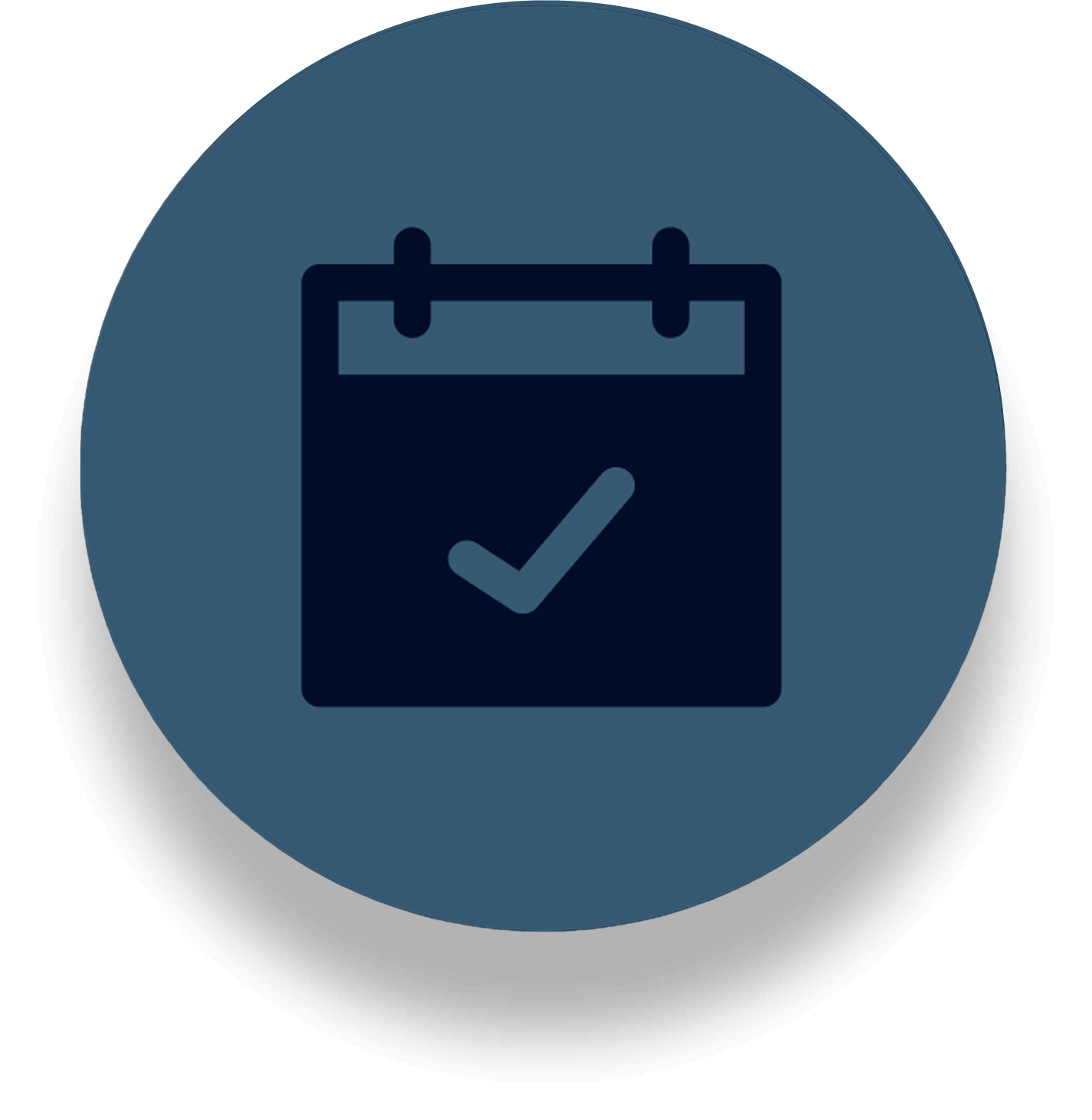 Calendar icon with a checkmark on a page.